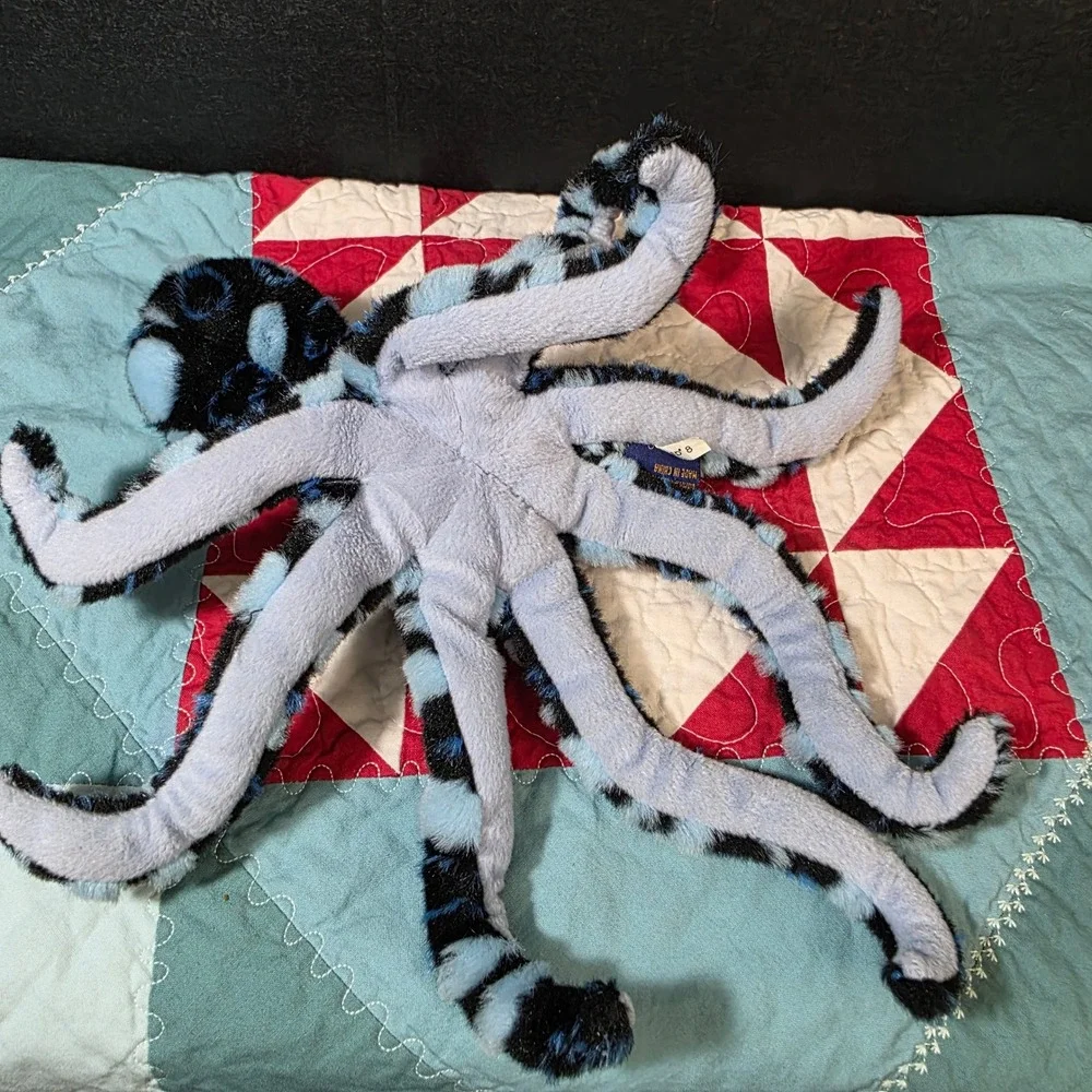 Vintage The Petting Zoo Octopus Plush Kids Small Black Blue Spotted Sea Toy 1994